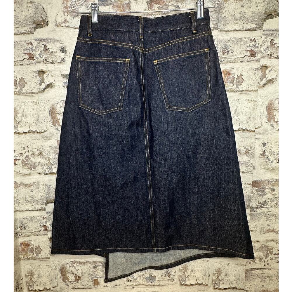 Tory Burch The classic cotton denim dark blue A-line jean midi skirt size 4 - Picture 11 of 14